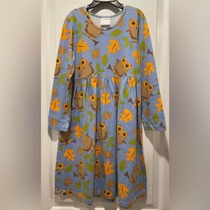 Blue Owl and Leaf Print Dress/tunic size 10-12
